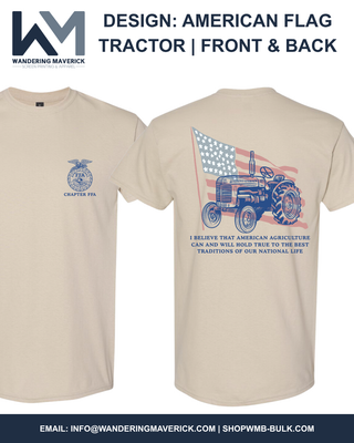 American Flag Tractor - Front & Back | Custom, Licensed FFA Chapter Apparel